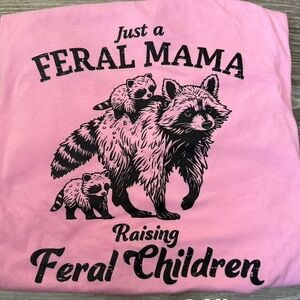 Bella Canvas Pink Feral Mama Raccoon Tee